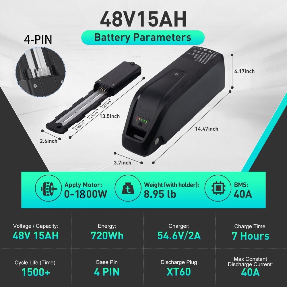 Batería Hailong de 52V, 4 pine - Ebike Battery 48V 20Ah Hailong reseña y precio